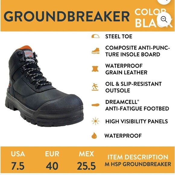 Herman Survivors Men\'s Groundbreaker Steel Toe Work Boots Size 7.5